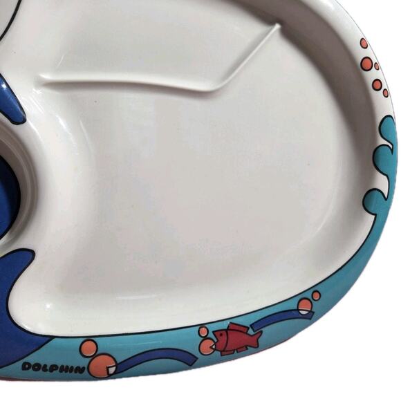 Nagao Children's Divided Sturdy Dinner Plate Dolphin Fish Melamine Korea HTF - Picture 5 of 10